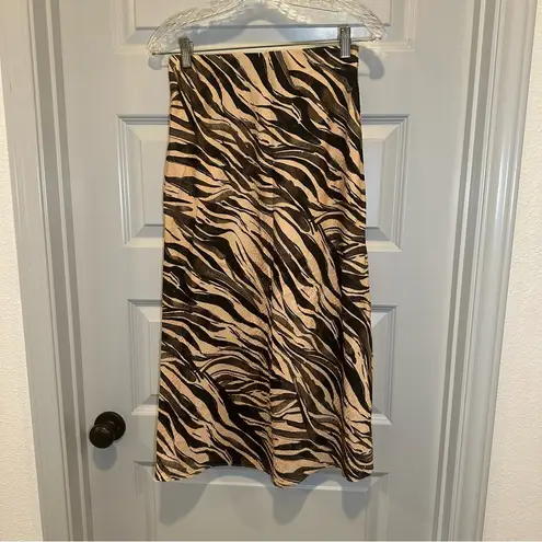 Nine West  Peach/Black Zebra Animal Print Midi/Maxi Skirt XS