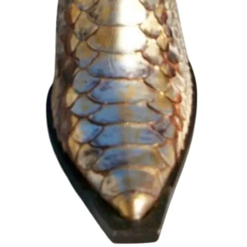 Donald Pliner Western Hand Painted Python Metallic Leather Boot Shoe NIB $1500 Gold Size 5