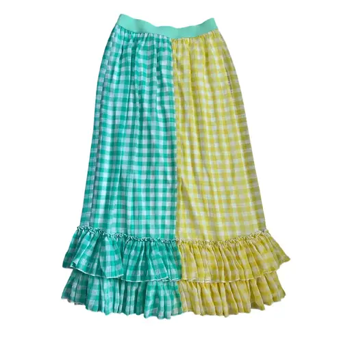 Eva Franco Lynsey Gingham Maxi Skirt Yellow Motif Size XS