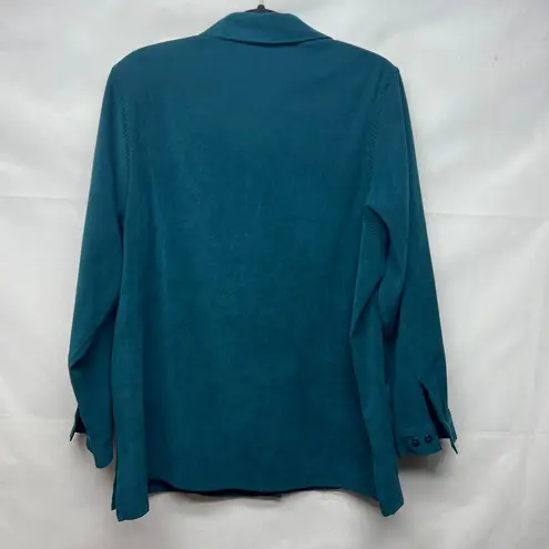 Tan Jay Vintage Faux Suede Women's Shacket Shirt Size 14 Teal Blue