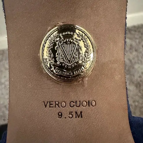 Veronica Beard NEW Ganita Knit-Front Heels in Blue Suede