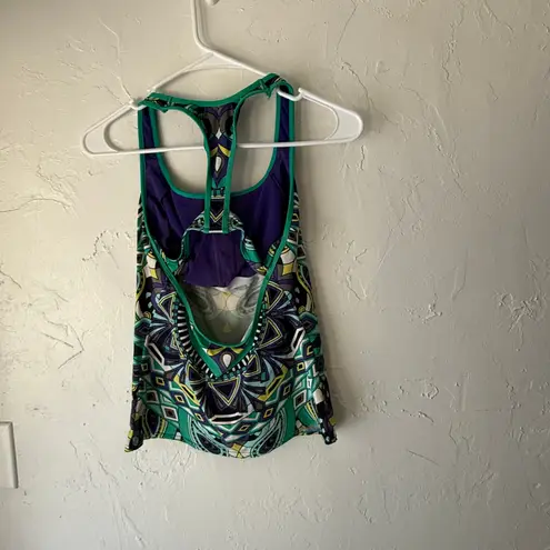 Title Nine Athletic Tank Top Small Racerback Built-In Bra Tribal Print