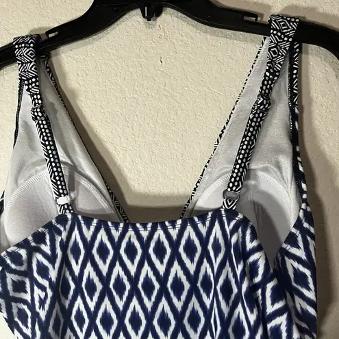 Coastal Blue  Bathing Swim Suit Size XL 16/18 Blue Ikat One Piece built in bra