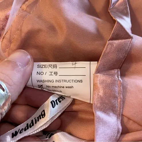 NWOT pink satin mermaid prom dress strapless corset lace up back front slit 4