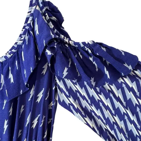 Sandro Lightning Bolt Bare Shoulder Crepe Midi Dress
Blue Kemila Size M