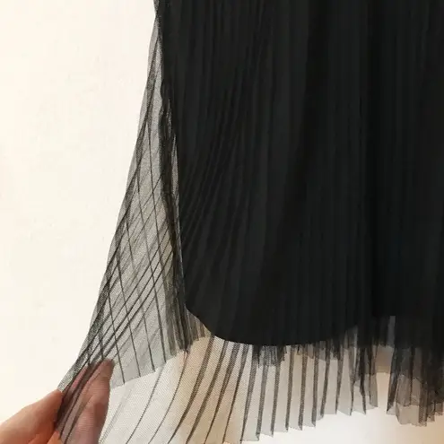 Francesca's Pleated Strappy Black Formal Dress