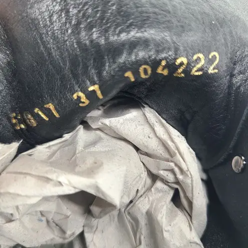 Nursace Womens Black Leather Slip On Rhinestone Ankle Boots Booties Sz EU 37