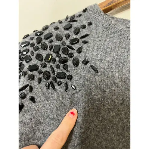 Neiman Marcus Cashmere Collection Gray Beaded Sweater Sz S Capsule Wardrobe