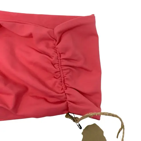 Stone Fox Swim LELE Bandeau Bikini Top Sunset Pink Knot Detail Side Ruched XS