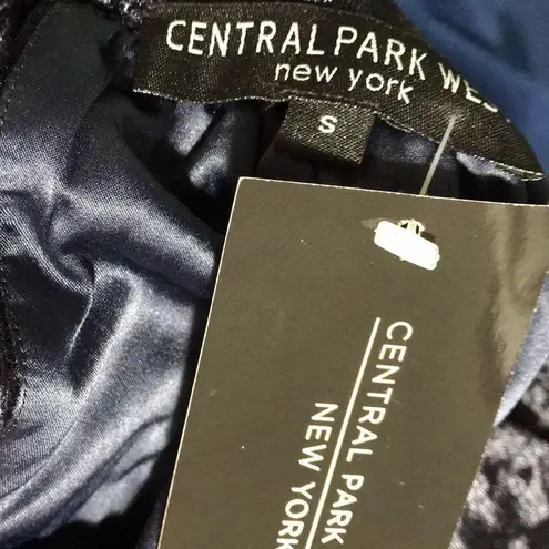 Central Park West X Revolve Bodysuit Mockneck Sleeveless Blue Velvet S NWT