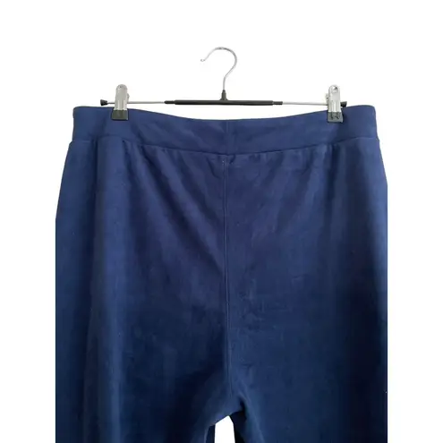 Soft Surroundings Faux Suede Wide Leg Cropped Pants Size Large Navy Blue Eyelet