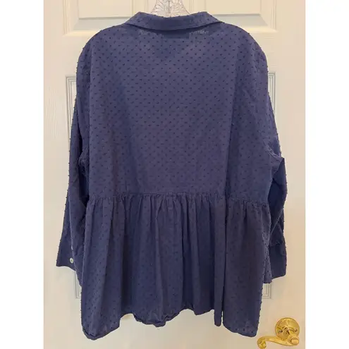 Tuckernuck Pomander Place Navy Swiss Dot Scarlett Top Size XXL