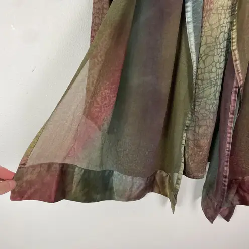 Kay Chapman M 100% Silk Multicolor Abstract Print Tunic & Scarf Set Art to Wear Red Size M