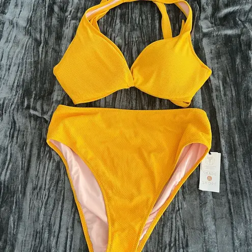 Shade & Shore  Yellow Bikini Set Top 34C Bottoms M - Image 1