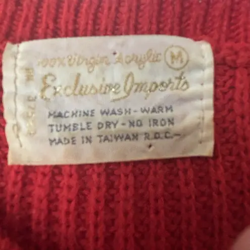 80s Exclusive Imports Rainbow Stripe Sweater Chunky Balloon Sleeve Oversized M Red Size M