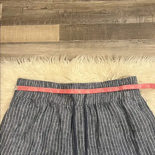 Quince European linen wide leg cropped pants chambray stripe L