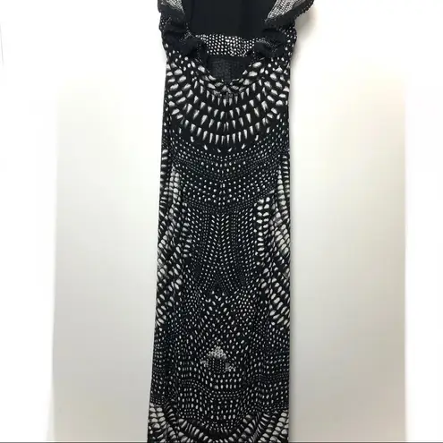 Roberto Cavalli Black & White Halter Maxi Dress with Slit