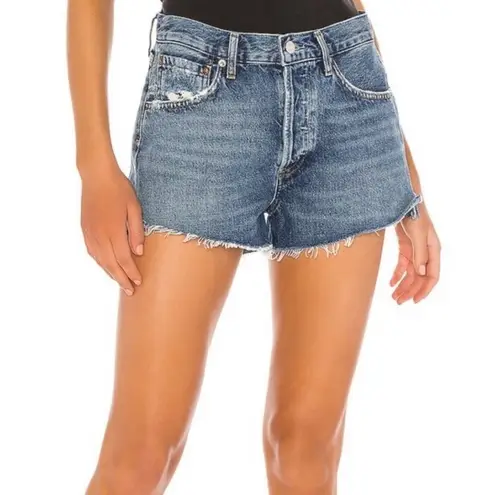 AGOLDE  Parker Vintage Jean Shorts Size 25 Medium Blue Raw Hem