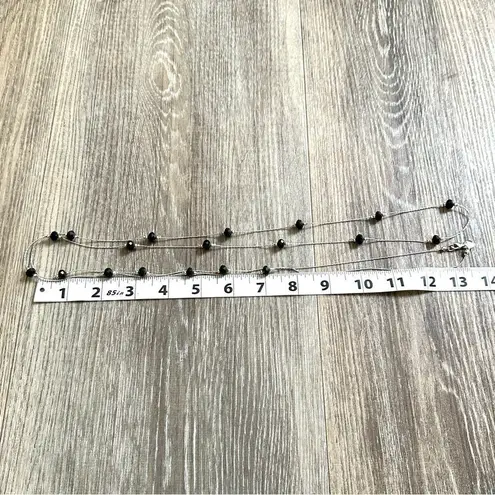 Alfani very long silver tone and black beaded necklace