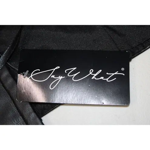Say What? NWT Womens Say What Black Faux Leather Adjustable Straps Bustier Crop Top Size M