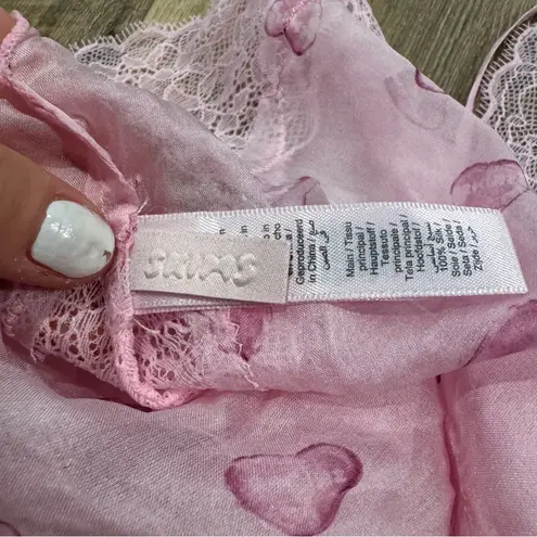 SKIMS Romance Lace Pink Heart Cami Top Small