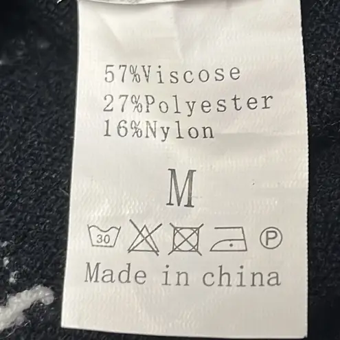 Black w/ Stars Turtleneck Viscose Blend Long Sleeve Sweater w/Side Slits