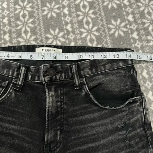 MOUSSY VINTAGE Lenwood Distressed Skinny Ankle Jeans Washed Black Size 25