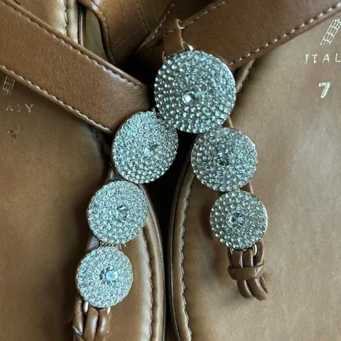 Like New Toscanella Bedazzled Made in Italy Tan Wedges Size 7