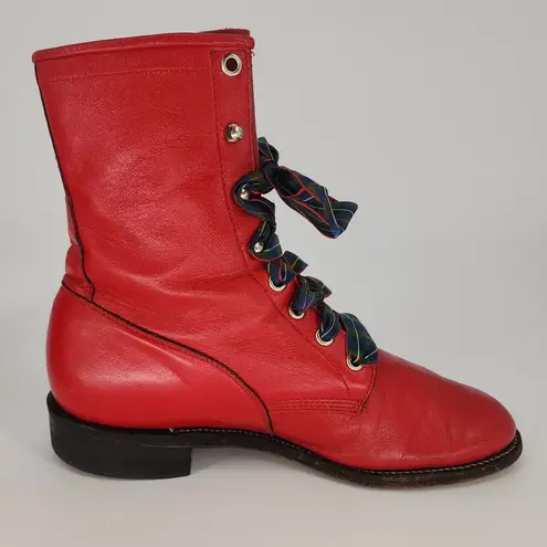 Justin Boots Vintage Justin Red Leather Lace-Up Boots Women’s 7.5B
