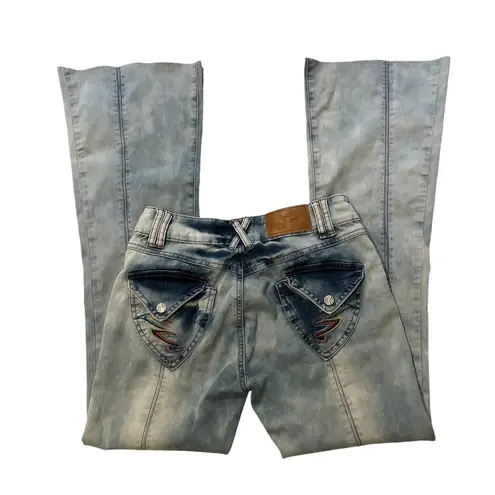 Vintage Magic Garden Acid Wash Flare Leg Jeans, Sz 5 Blue