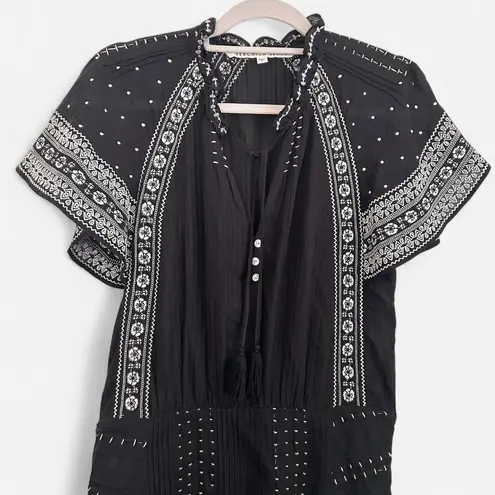 Veronica Beard Minos Embroidered Flutter Sleeve Mini Dress – Silk-Blend Boho 6