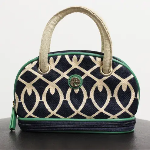 Spartina 449 Spartina Daufuskie Island Chaplins Landing Linen Leather Makeup Cosmetic Bag