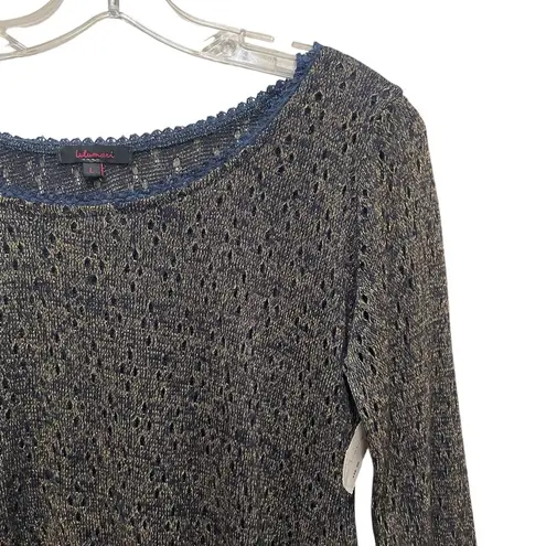 Lulumari Ruffle Sleeve Top Navy Metallic Women’s Size Large NWT