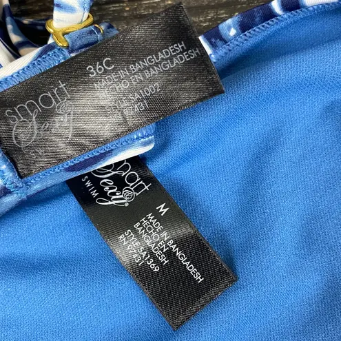 Smart & Sexy  Blue & White Print Bikini Swim Bathing Suit 36C M