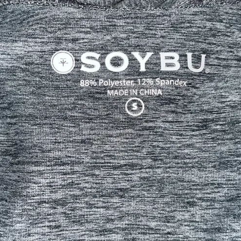 Soybu Sport Gray Crisscross Back Straight Neck Ruched Front Tank Top Gray S