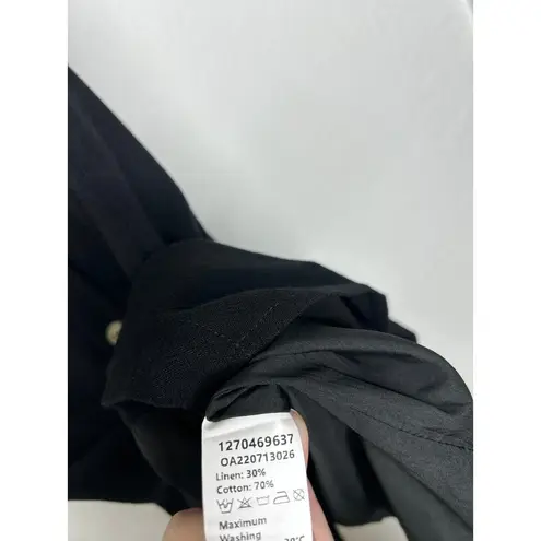 Commense Black Linen Blend Button Front Mini Dress S NWT