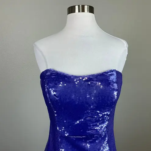 Aidan Mattox Sequined Strapless Long Column Evening Gown Purple Size 8 Dress