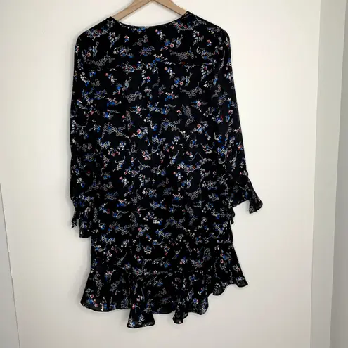 Veronica Beard Dress Preston Long Sleeve Ruffle Mini in Black Floral Size 12