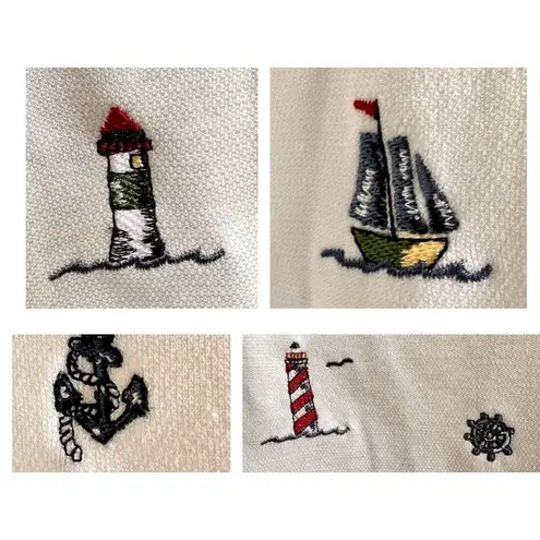 Bonworth VTG Nautical Top Sz M? White LIghthouses Sailboat Anchor Ships …