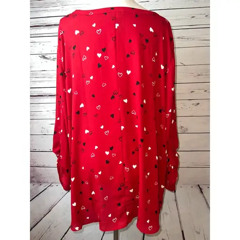 LOGO By Lori Goldstein NWT Catherines Blouse womens plus size 4X Shirt Heart Red Valentine Tunic Top