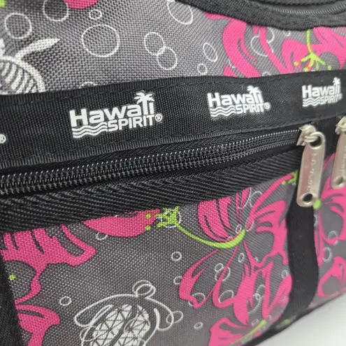 Spirit Hawaii Floral Sea Turtle Travel Crossbody Bag Pink Black 6 Pockets Expand