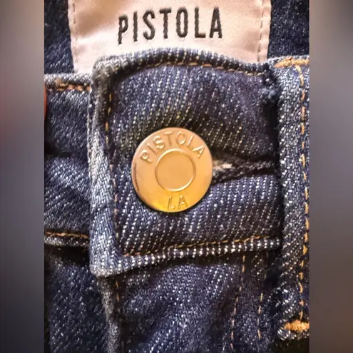 Pistola baggy jeans, dark denim, distressed high waist zip bottom size 23