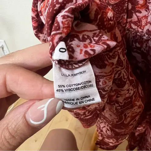 Ulla Johnson Red Floral Amora Ruffle Boho Bohemian Midi Dress 0