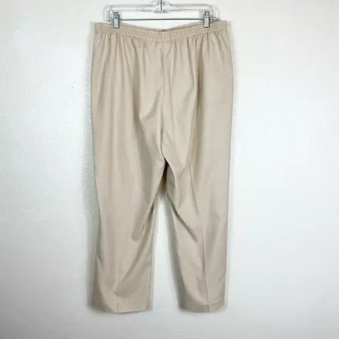 Alfred Dunner Light Tan High Rise Straight Leg Linen Blend Pull On Pants Tan Size 12
