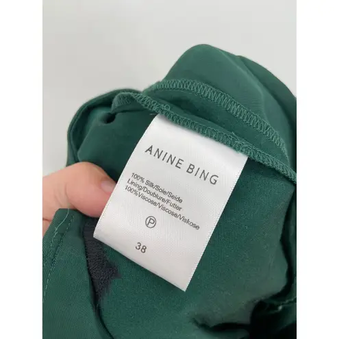 ANINE BING Emerald Green Classic Straight Leg Silk Pants Size 38 NWT
