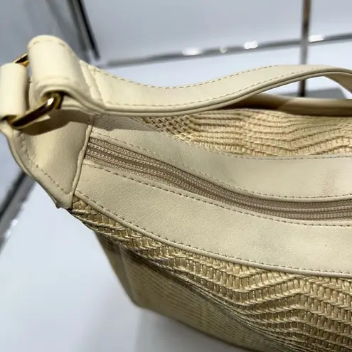 Etienne Aigner  Vintage Cream Basket Weave Straw Handbag Neutral Purse