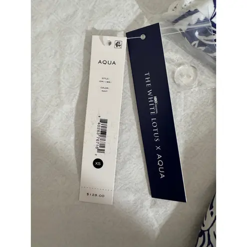 The White Lotus x Aqua Maxi Dress Blue White Print Sleeveless Pockets XS