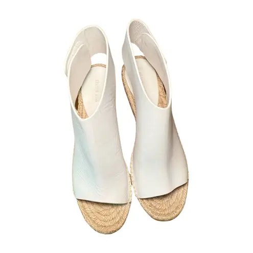 CELINE White Leather Espadrille Wedge Sandals, Size 36 (US 5.5/6)