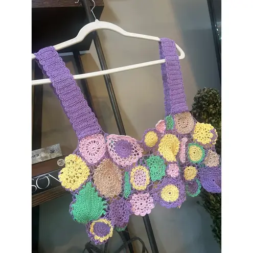 Agua Bendita Tanit Crochet Crop Top Multicolor Womens Size Large