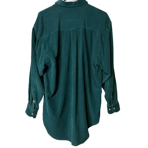Vintage Basic People Everywhere Reindeer Christmas Holiday Sot Corduroy Shirt M Green Size M